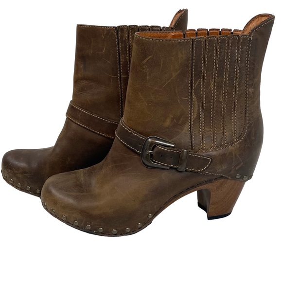 🎉 HP! ❤️ Dansko ‘Rihanna’ Brown Distressed Leather Booties - Picture 3 of 9